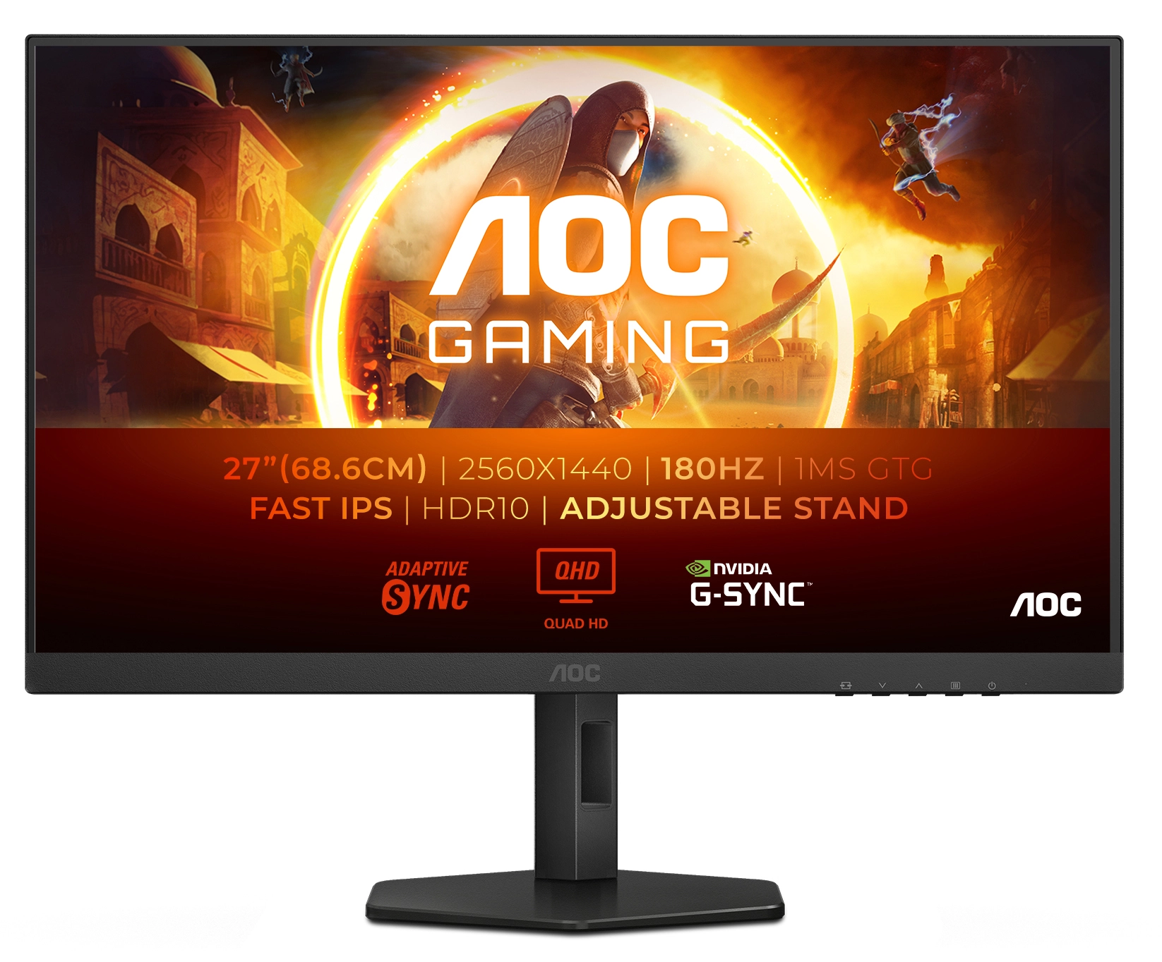 Monitor AOC Q27G4XF 27" 2K Fast IPS 180Hz 0,5ms MPRT Gamingowy