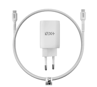 Ładowarka sieciowa NEXT ONE Fast 35W GaN 2xUSB-C + kablem USB-C Biały
