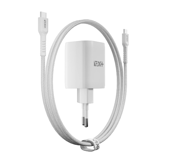 NEXT ONE Fast 35W GaN 2xUSB-C + kablem USB-C Biały