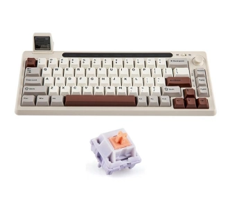 Klawiatura mechaniczna Epomaker RT65 Wisteria Linear Switch Szaro-biały