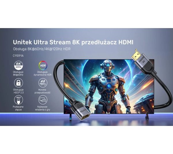 Unitek C11091AGY01-2M (M-F) 2.1, 8K 2m