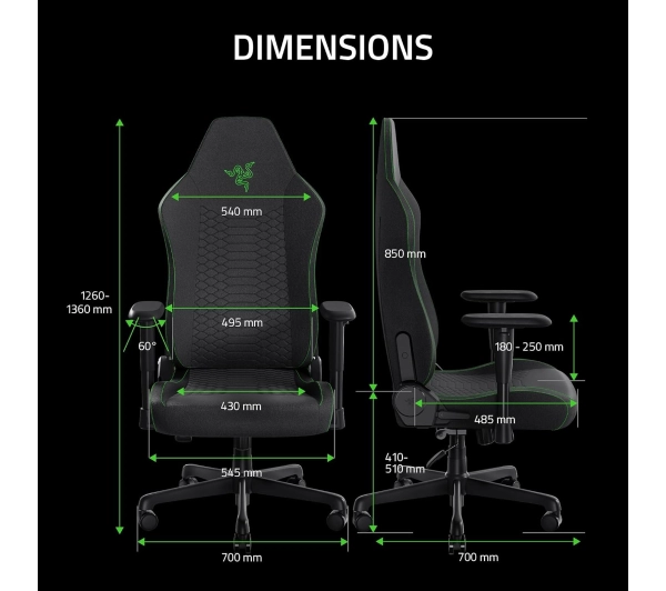 Razer Iskur V2 X Fabric Gamingowy do 136kg Tkanina Czarny - Kup na Raty - RRSO 0%