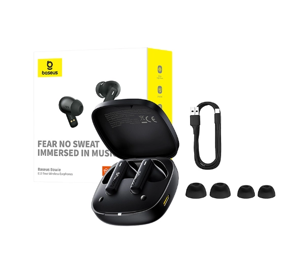 Baseus Bowie E19 Dokanałowe Bluetooth 5.3 Czarny