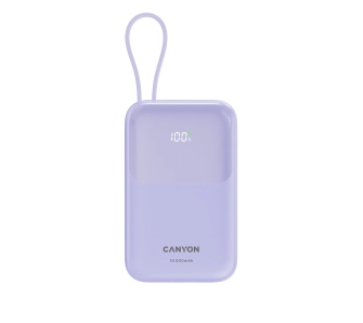 Powerbank Canyon OnPower 101 z kablem USB-C 10000mAh 22,5W Fioletowy