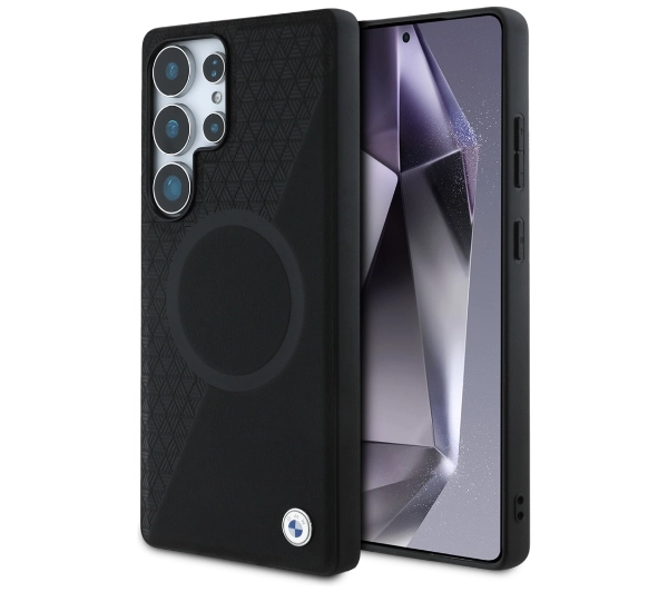 Etui BMW Leather Half Textured MagSafe do Samsung Galaxy S25 Ultra Czarny