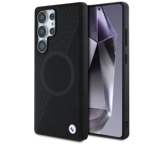 BMW Leather Half Textured MagSafe do Galaxy S25 Ultra Czarny