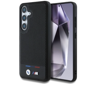 BMW Leather Tricolor Stripe MagSafe do Galaxy S25 Czarny