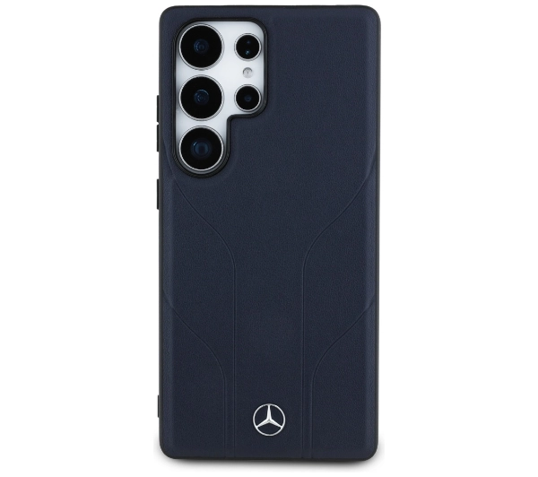 Mercedes-Benz Leather Debossed Lines MagSafe do Galaxy S25 Ultra Niebieski