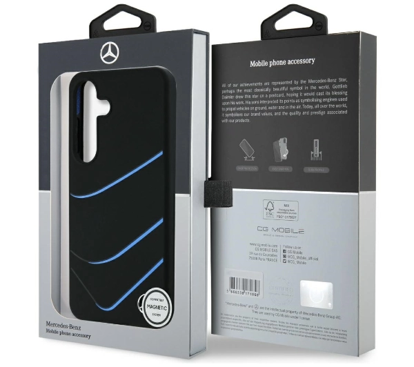 Mercedes-Benz Silicone Contrasted Curves MagSafe do Galaxy S25 Czarny