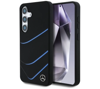 Etui Mercedes-Benz Silicone Contrasted Curves MagSafe do Galaxy S25 Czarny