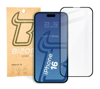 Szkło hartowane Bizon pełne Edge 2 do iPhone 15/16