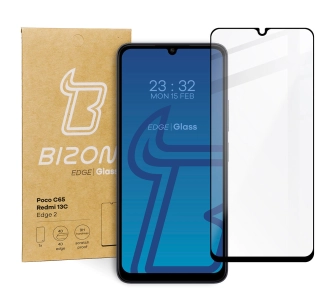 Szkło hartowane Bizon pełne Edge 2 do Redmi 13C/13C 5G/Poco C65