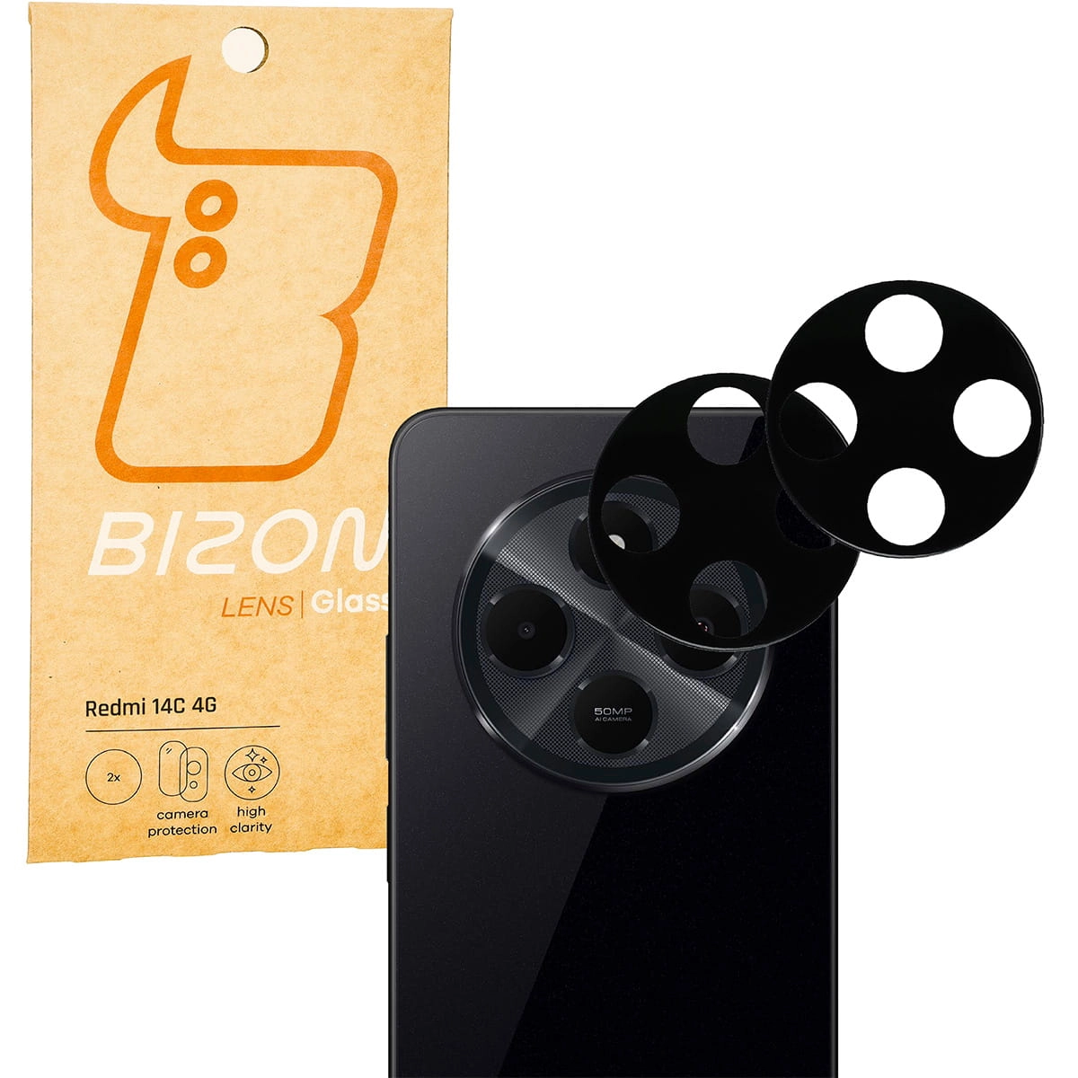 Szkło ochronne Bizon na aparat Lens do Xiaomi Redmi 14C 4G/POCO C75 2 sztuki