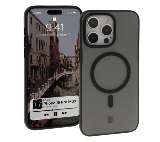 Bizon MatteO z MagSafe do iPhone 15 Pro Max Półprzezroczyste z czarną ramką