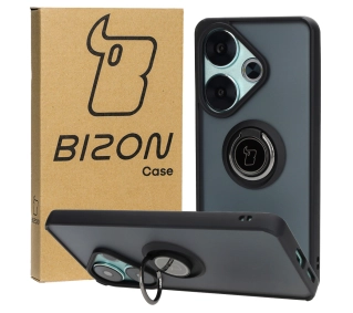 Bizon z uchwytem na palec Hybrid Ring do Xiaomi Poco F6 Przydymione z czarną ramką