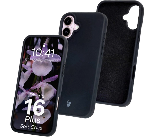 Bizon Silikonowe Soft do iPhone 16 Plus Czarny