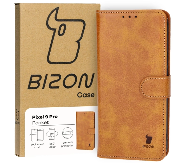 Bizon z klapką Pocket do Google Pixel 9 Pro XL Brązowy