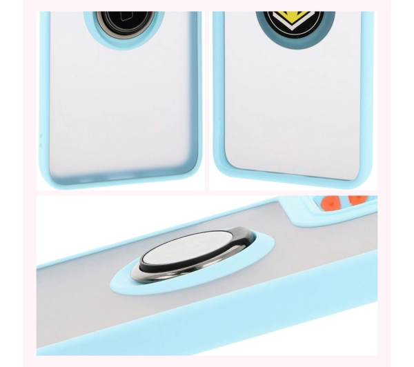 Bizon z uchwytem na palec Hybrid Ring do Motorola Moto G35 5G Przydymione z jasnoniebieską ramką