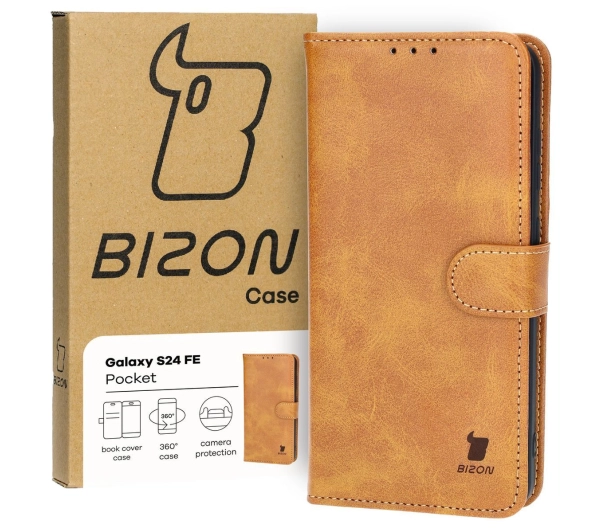 Bizon z klapką Pocket do Galaxy S24 FE Brązowy