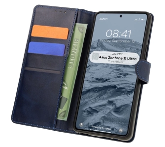 Etui Bizon z klapką Pocket do Asus Zenfone 11 Ultra Granatowy