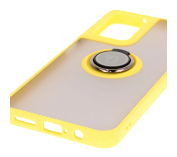 Bizon z uchwytem na palec Hybrid Ring do Motorola Moto G35 5G Przydymione z żółtą ramką