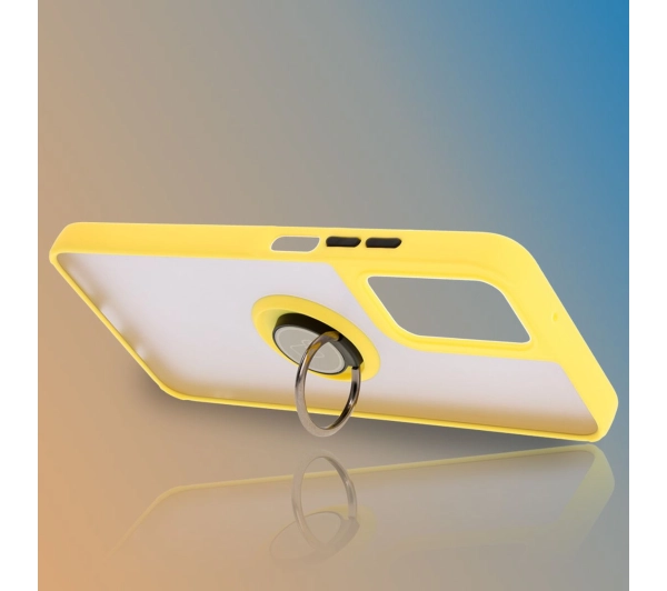 Bizon z uchwytem na palec Hybrid Ring do Motorola Moto G35 5G Przydymione z żółtą ramką