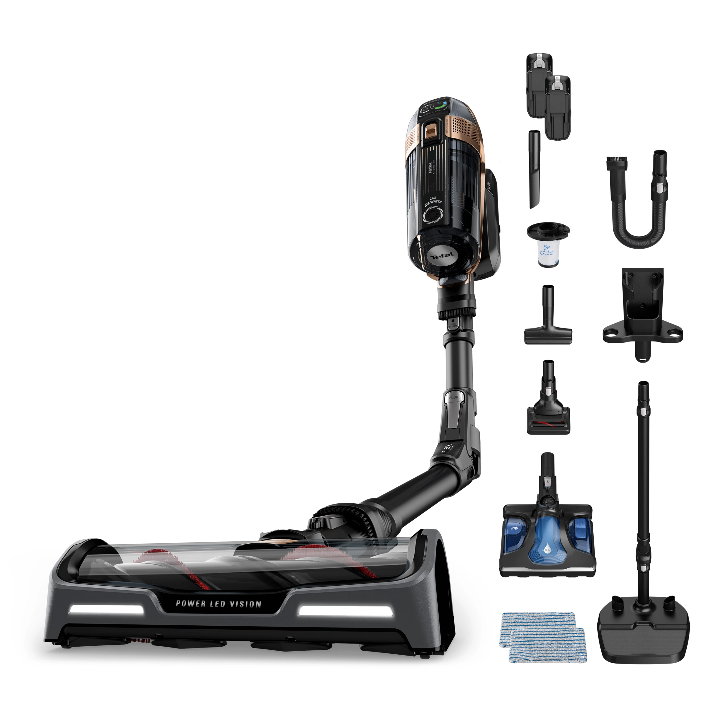 Odkurzacz Tefal X-Force Flex 15.60 Aqua TY99G3 160min Funkcja mycia Wymienny akumulator Mini elektroszczotka