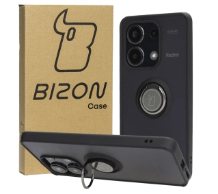 Bizon z uchwytem na palec Hybrid Ring do Xiaomi Redmi Note 13 4G Przydymione z czarną ramką