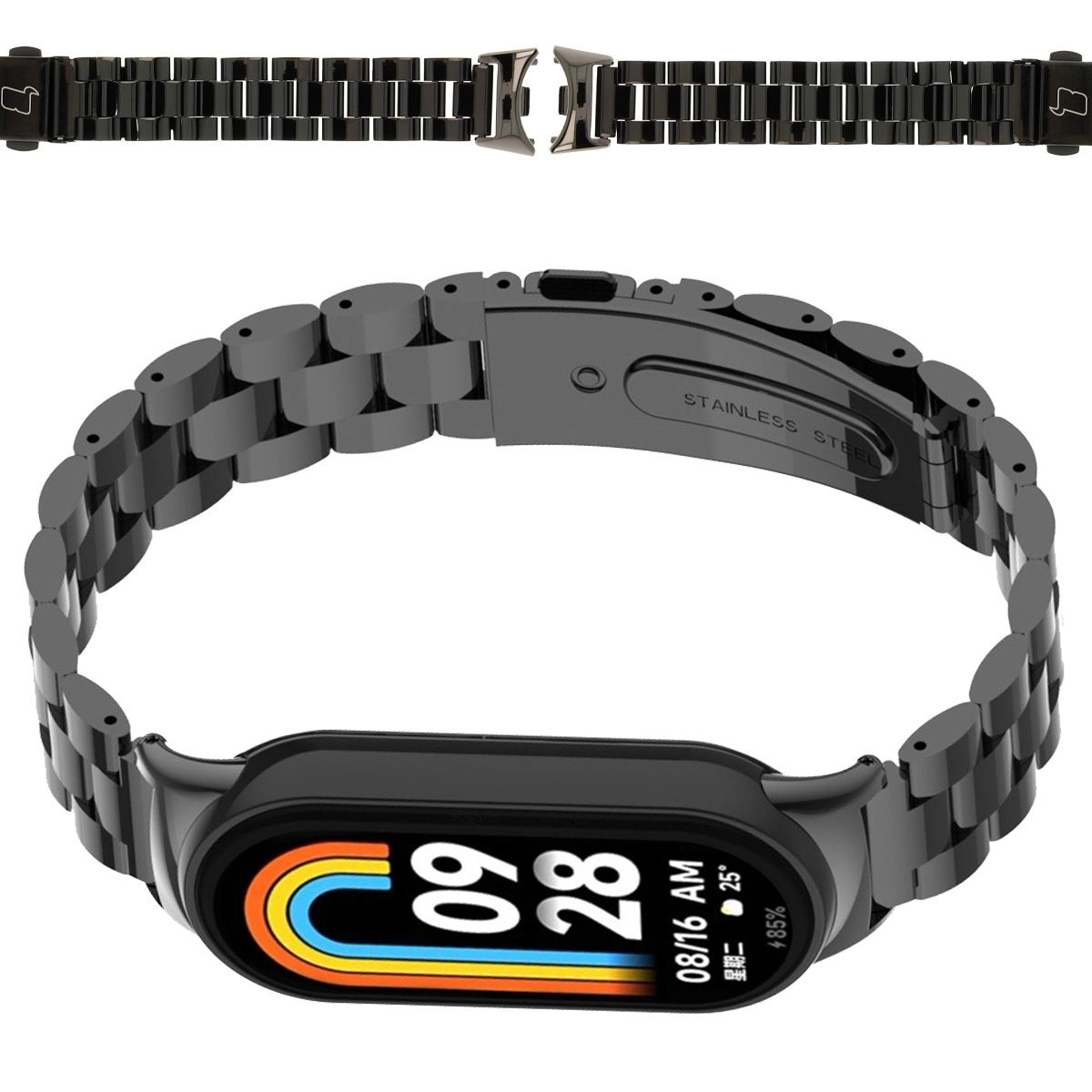 Bransoleta Bizon ze stali nierdzewnej Aura do Xiaomi Smart Band 9 / 9 NFC / 8 Czarny