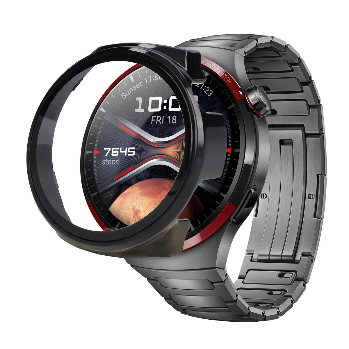 Nakładka na tarczę Bizon ze szkłem do Huawei Watch 4 Pro Space Edition Czarny