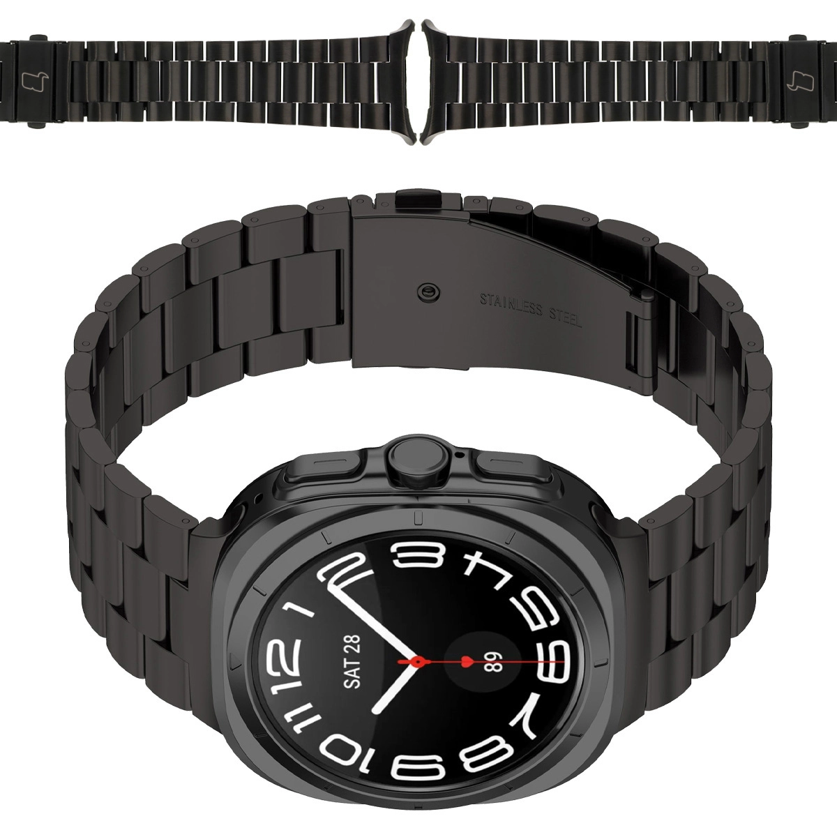 Bransoleta Bizon ze stali nierdzewnej Aura do Galaxy Watch Ultra 47mm Czarny