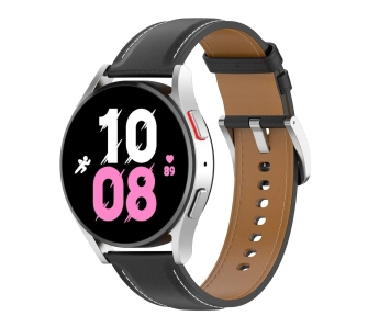 Pasek Bizon skórzany Casual 20mm do Galaxy Watch FE/7/6/6 Classic/5/5Pro/4/4 Classic Czarny