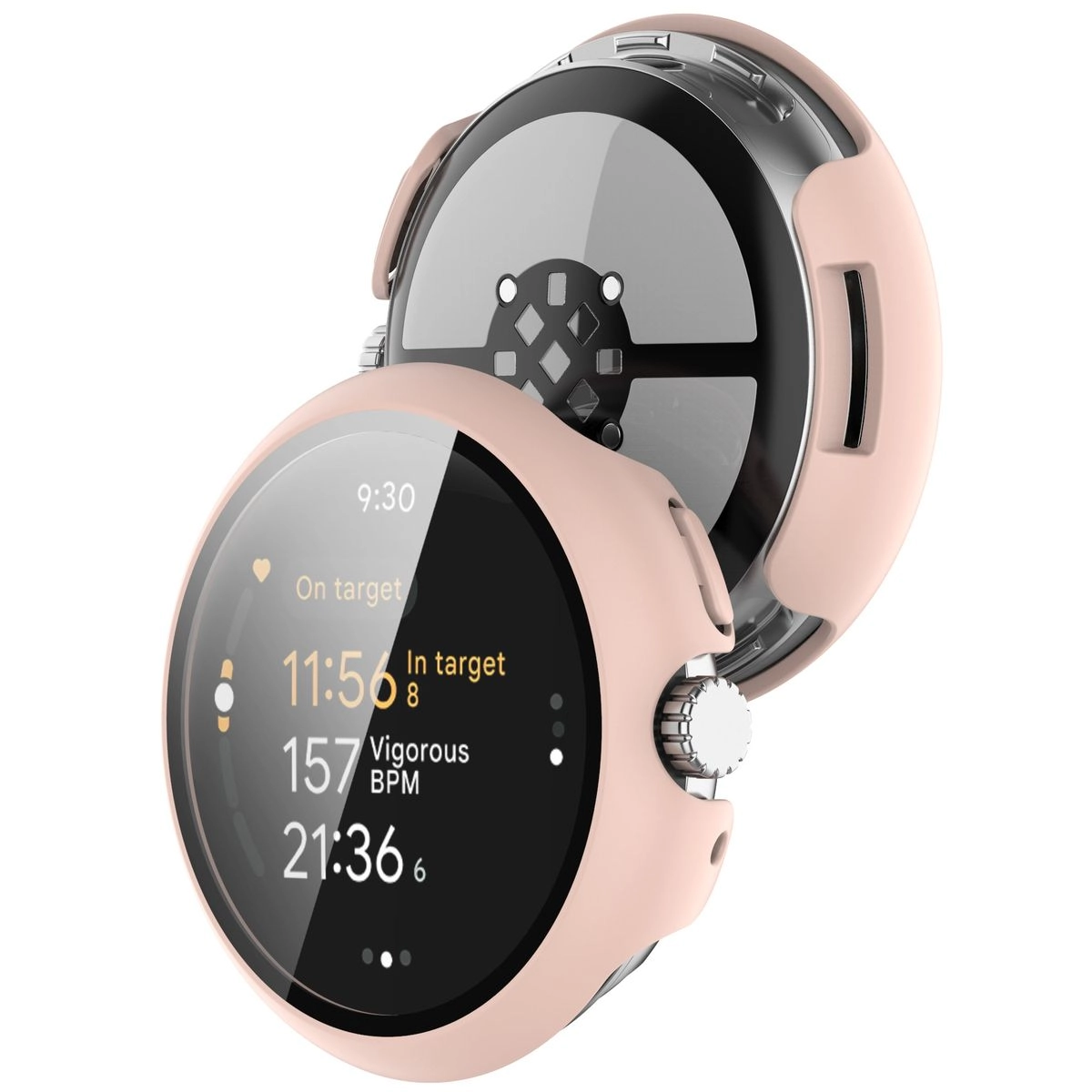 Nakładka na tarczę Bizon ze szkłem do Google Pixel Watch 3 41mm Różowy