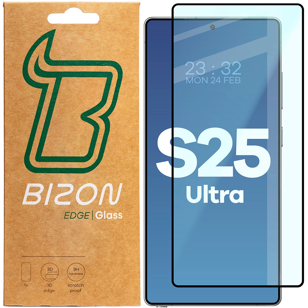 Szkło hartowane Bizon pełne Edge 2 do Galaxy S25 Ultra