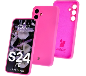 Etui Bizon Silikonowe Soft do Galaxy S24 FE Neonowo-różowy
