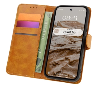 Etui Bizon z klapką Pocket do Google Pixel 9a Brązowy