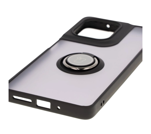 Bizon z uchwytem na palec Hybrid Ring do Motorola Moto G75 5G Przydymione z czarną ramką