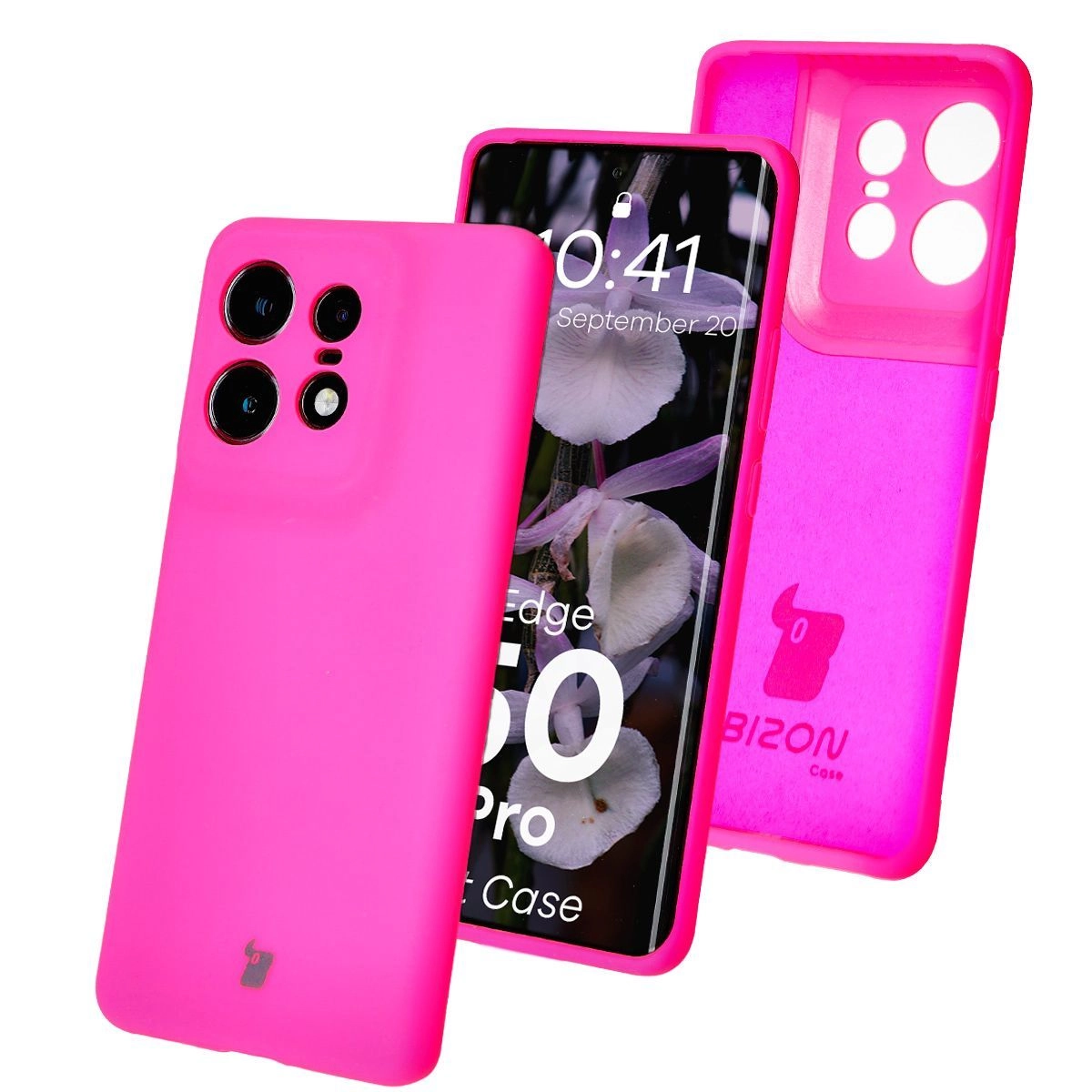 Etui Bizon Silikonowe Soft do Motorola Edge 50 Pro Neonowo-różowy