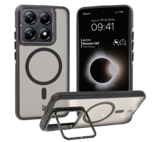 Bizon Eclipse z MagSafe i podstawką do Xiaomi 14T Przydymione z czarną ramką