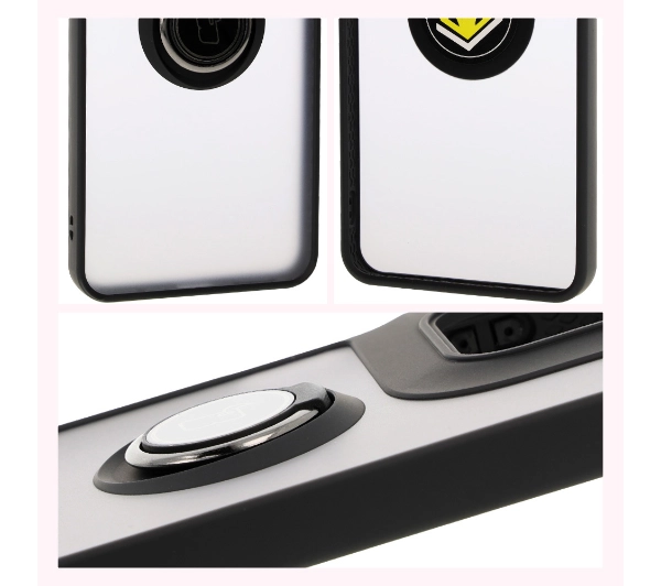 Bizon z uchwytem na palec Hybrid Ring do Motorola Moto G15 / G15 Power Przydymione z czarną ramką