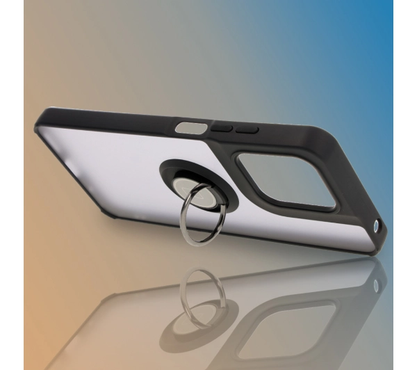 Bizon z uchwytem na palec Hybrid Ring do Motorola Moto G15 / G15 Power Przydymione z czarną ramką