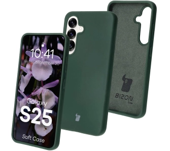 Etui Bizon Silikonowe Soft do Galaxy S25 Ciemnozielony