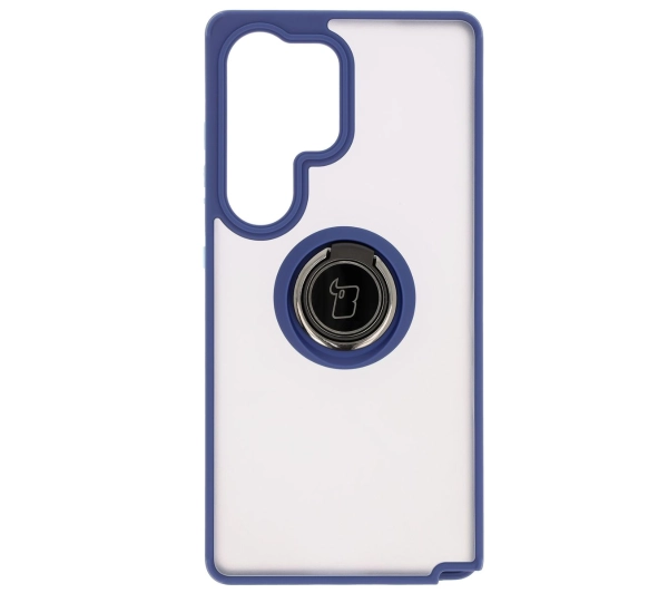 Bizon z uchwytem na palec Hybrid Ring do Galaxy S25 Ultra Przydymione z granatową ramką