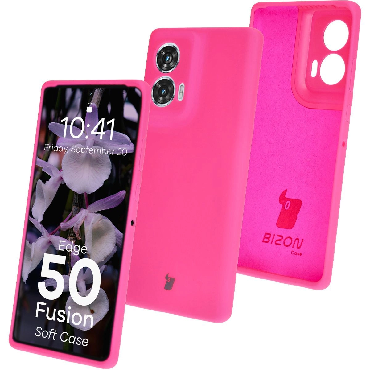 Etui Bizon Silikonowe Soft do Motorola Edge 50 Fusion Neonowo-różowy