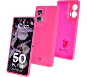 Etui Bizon Silikonowe Soft do Motorola Edge 50 Fusion Neonowo-różowy