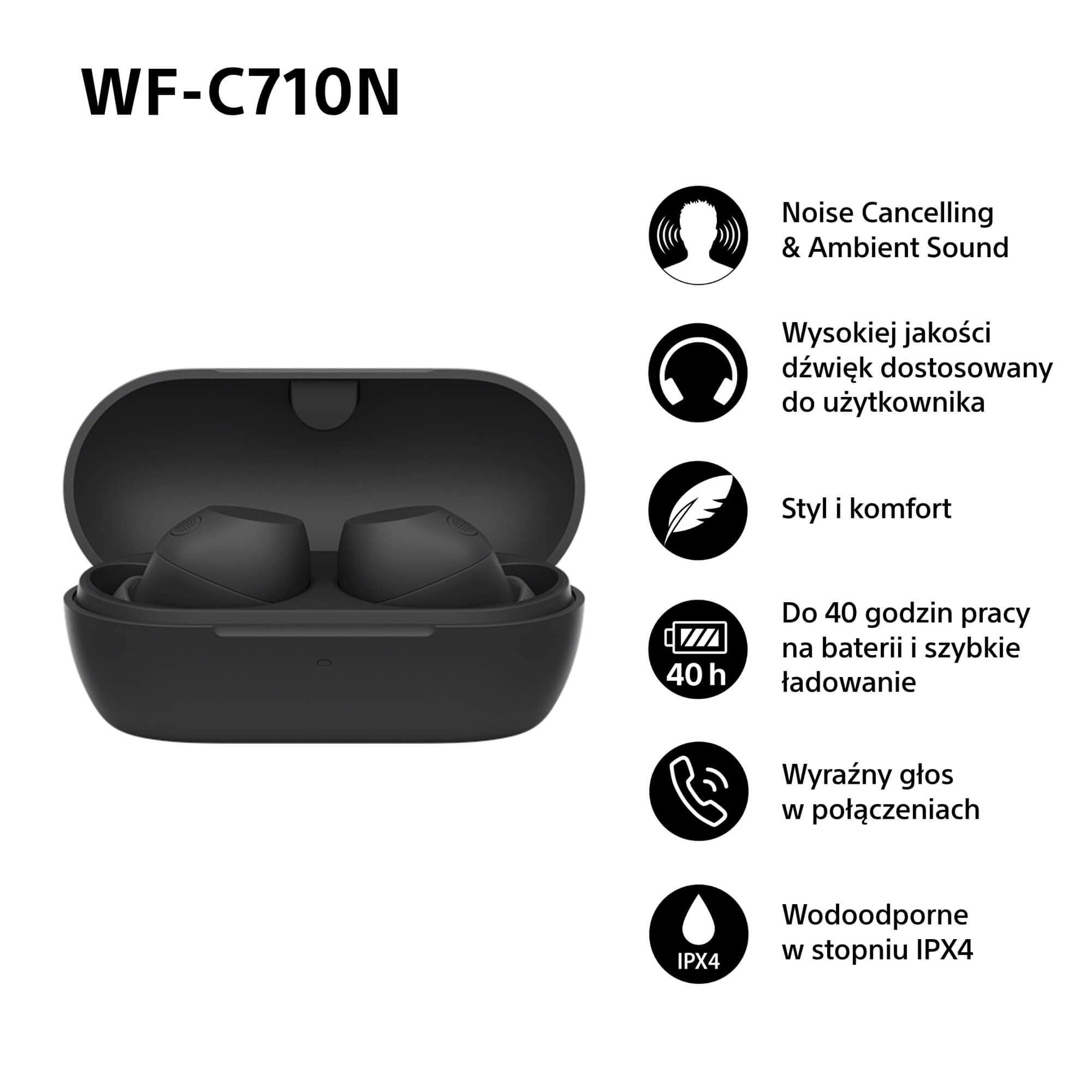 Słuchawki bezprzewodowe Sony WF-C710N ANC Dokanałowe Bluetooth 5.3