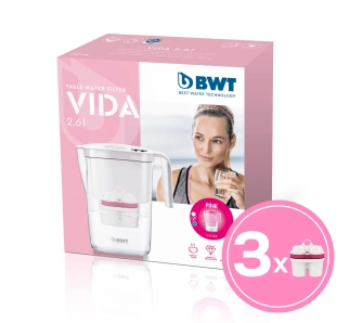 Dzbanek filtrujący BWT Vida 2,6l 3 wkłady Różowy