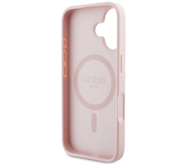 Guess Grained Printed Flower Pattern MagSafe do iPhone 16 Różowy