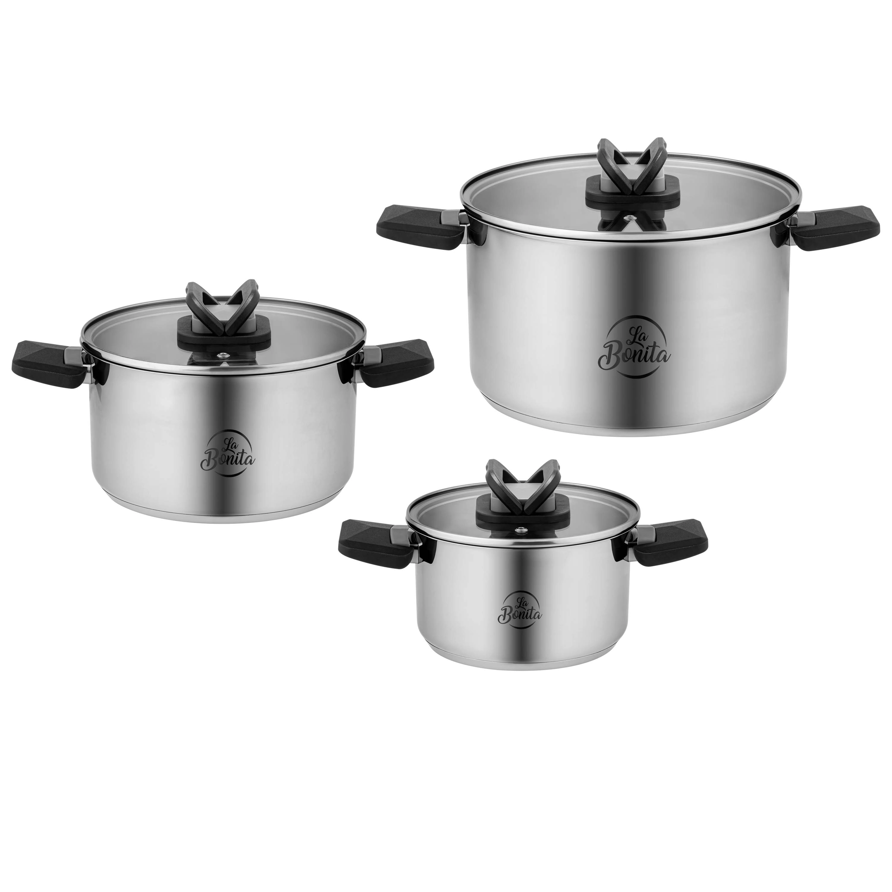 Zestaw garnków La Bonita Compacto LB6ZG02U ze składanymi uchwytami Indukcja 6 elementów