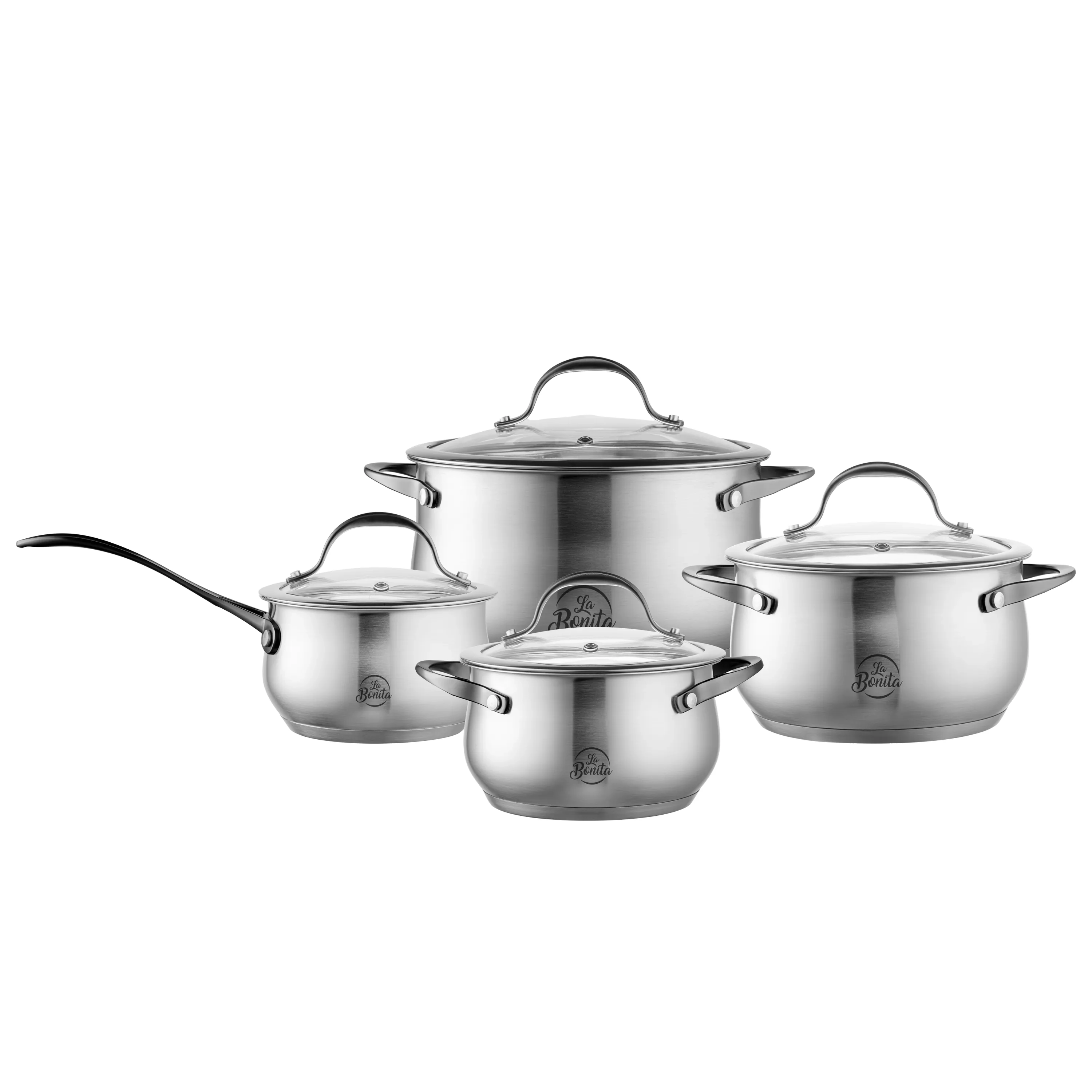 Zestaw garnków La Bonita LB8ZG004 ze stali nierdzewnej Clasico 8 elementów